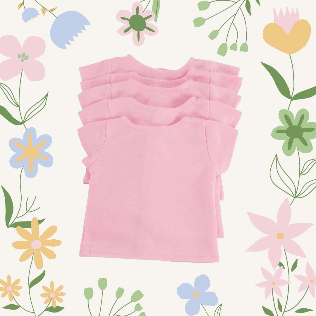Emily Rose 18 Inch Doll Clothes 5 Pack Pink lassic Casual Versatile T-Shirts Tees Basics Value Bundle for Kids Girls Crafting Pa