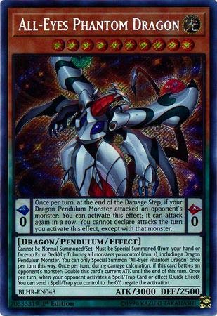 Yu-Gi-Oh! All-Eyes Phantom Dragon - Secret Rare - 1st Edition - BLHR-EN043 - Battles of Legend: Hero's Revenge - Collectible Card