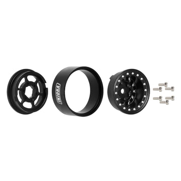INJORA 1.0 Beadlock Wheel CNC Aluminum Wheel Rims for TRX4M Axial AX24 SCX24 FMS FCX24 1/18 1/24 RC Crawler Car(Black)