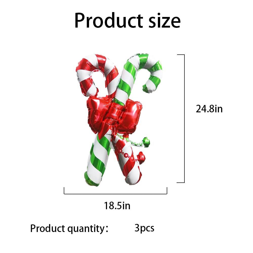 Hadckja Candy Cane Balloons Christmas Balloons Candy Cane Foil Balloons For Christmas-Themed Party Birthday Party Supplies Decor