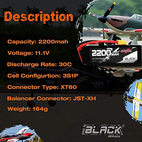 CNHL 2200mAh 3S Lipo Battery 30C 11.1V lipo Battery with XT60 for RC Airplane RC Quadcopter RC Evader BX Car RC Truggy RC Truck