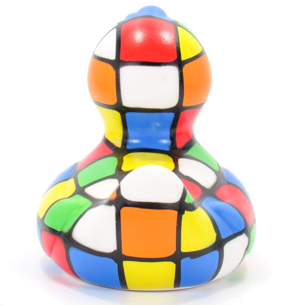 80S Cube (Rubicks) Rubber Duck By Bud Ducks | Elegant Gift Packaging - ''Puzzled!'' | Child Safe | Collectable