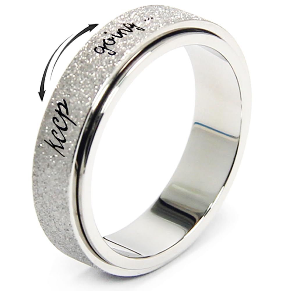 Mhwtty Anxiety Ring Titanium Stainless Steel Fidget Spinner For Women And Men Silver Size 6