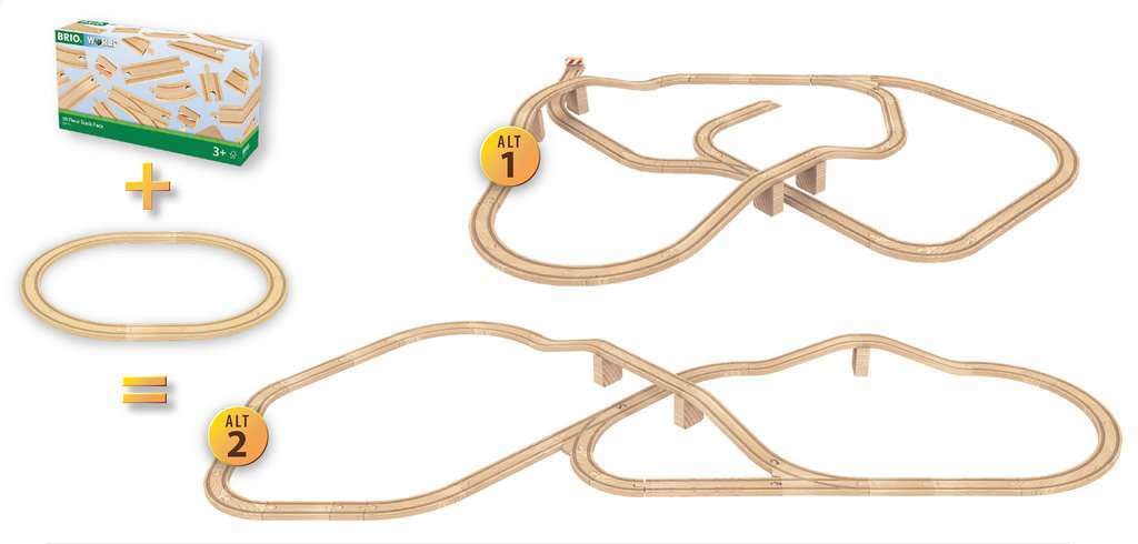 BRIO 33772 Special Track Pack - 50 Piece Set of Wooden Railway Tracks | Ideal for Creative Kids Age 3 and Up | Safety Tested | C