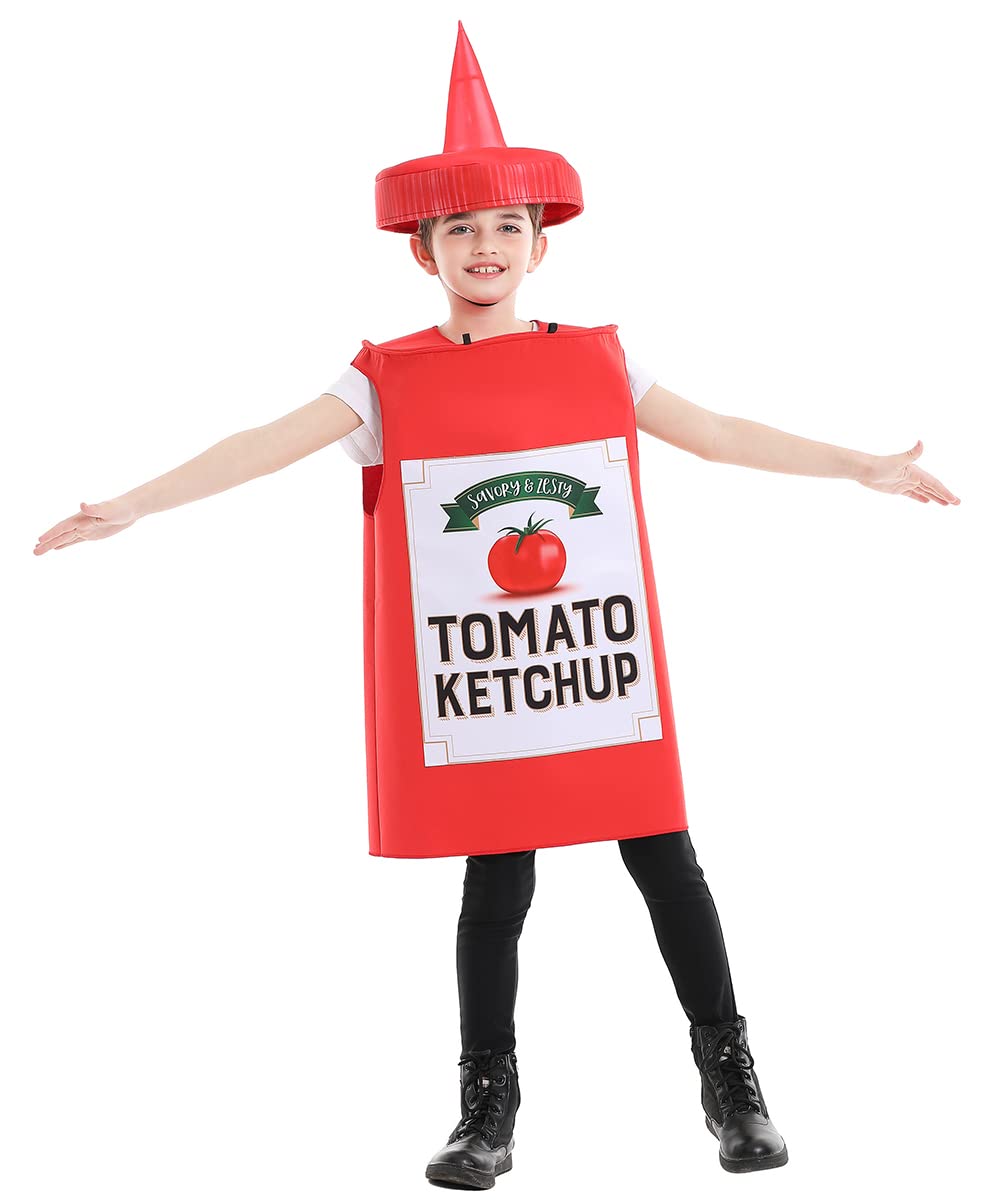 Seasons Mustard Costume Ketchup Cosplay Halloween Costume For Child 4-9 Years (Red Ketchup)
