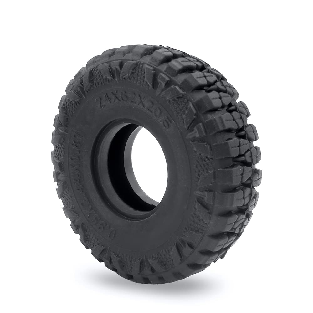 WEFEINO 4Pcs 1.0'' Crawler Tires Soft Rubber Tires 62mm for 1/24 Axial SCX24 Deadbolt Bronco RC Crawler Car (b)