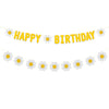 Zwiebeco Yellow Daisy Birthday Party Decoration Supplies - Yellow Little Daisy Happy Birthday Sign Banner Bunting Garland Hangin