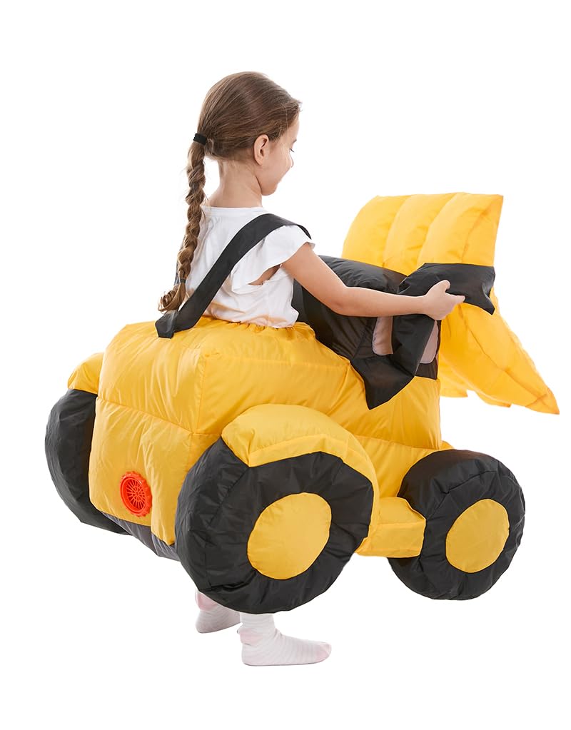 Hsctek Inflatable Construction Digger Costume Toddler, Blow Up Ride On Tractor Cosplay Kids Child Girls Boys, Riding Truck Halloween Costume Children 4T