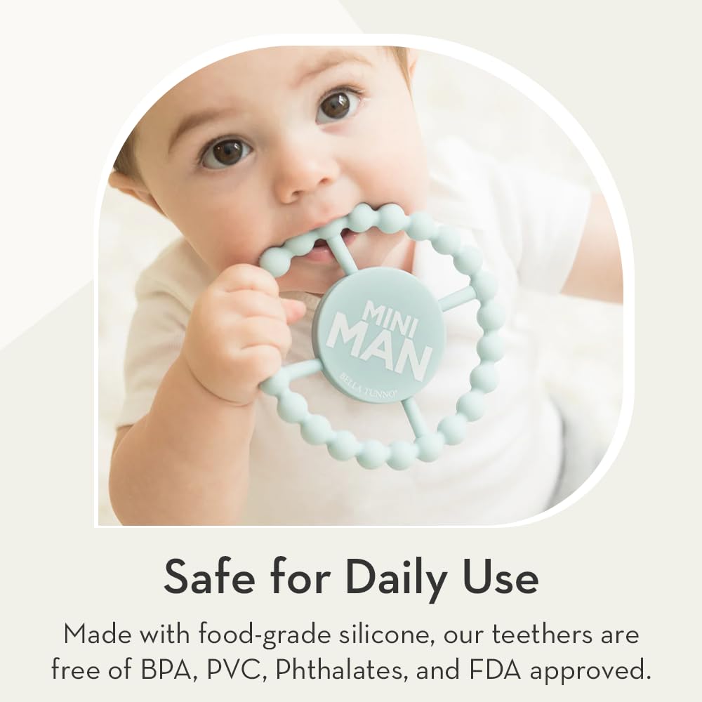 Bella Tunno Happy Teether For Boys - Soft & Easy Grip Baby Boy Teether Toy, Silicone Teether Ring To Help Soothe Gums, Non-Toxic And Bpa Free, Baby Bro