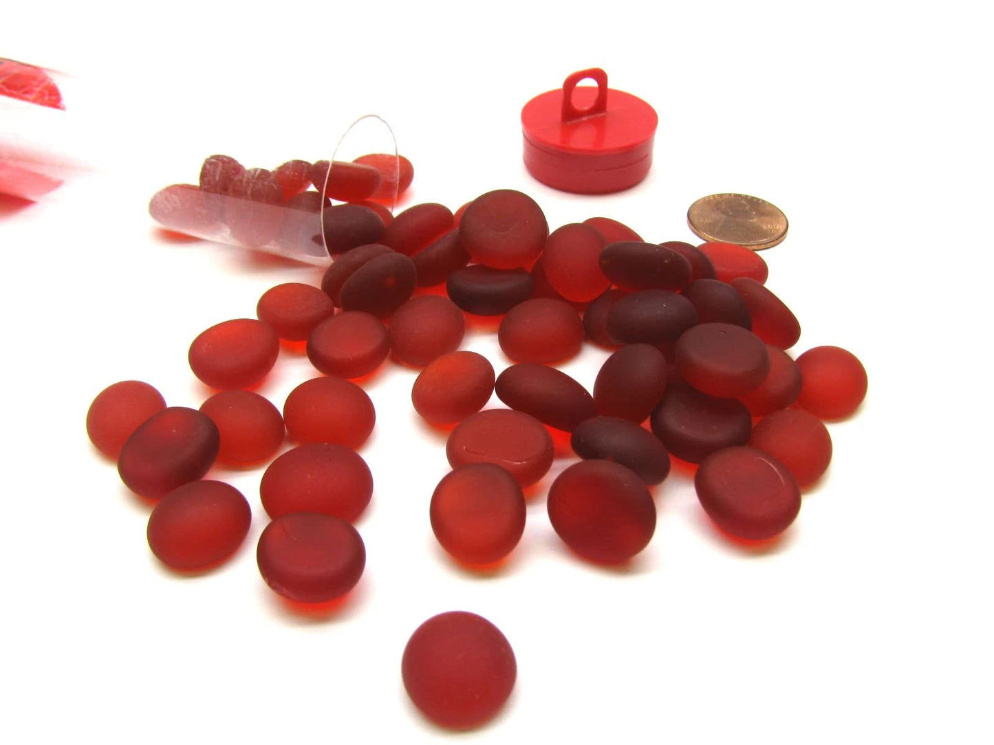 Chessex Manufacturing Chx01184 Glassstonestube - Crystal Red Frosted Board Gaming Stone - 40 Piece