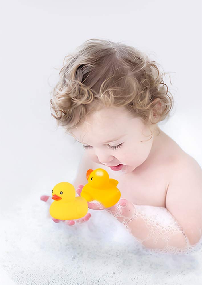 Bath Duck Toys 5 Pcs Rubber Duck Family Squeak Ducks Baby Shower Toy For Toddlers Boys Girls (Yellow Duck Family)