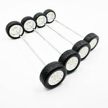 10PCS Toy Car Wheels 25mm Rubber Tire with 5PCS Shaft Round Axles for for DIY Model Toy RC Car Accessories Parts (2X25MM)