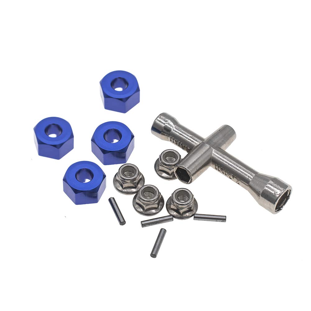 4Pcs Aluminum 12mm hex hubs Wheel adapters 7mm Thickness & M4 Flanged Lock Nuts for Traxxas 1/10 Stampede Slash 4x4 RC Car etc