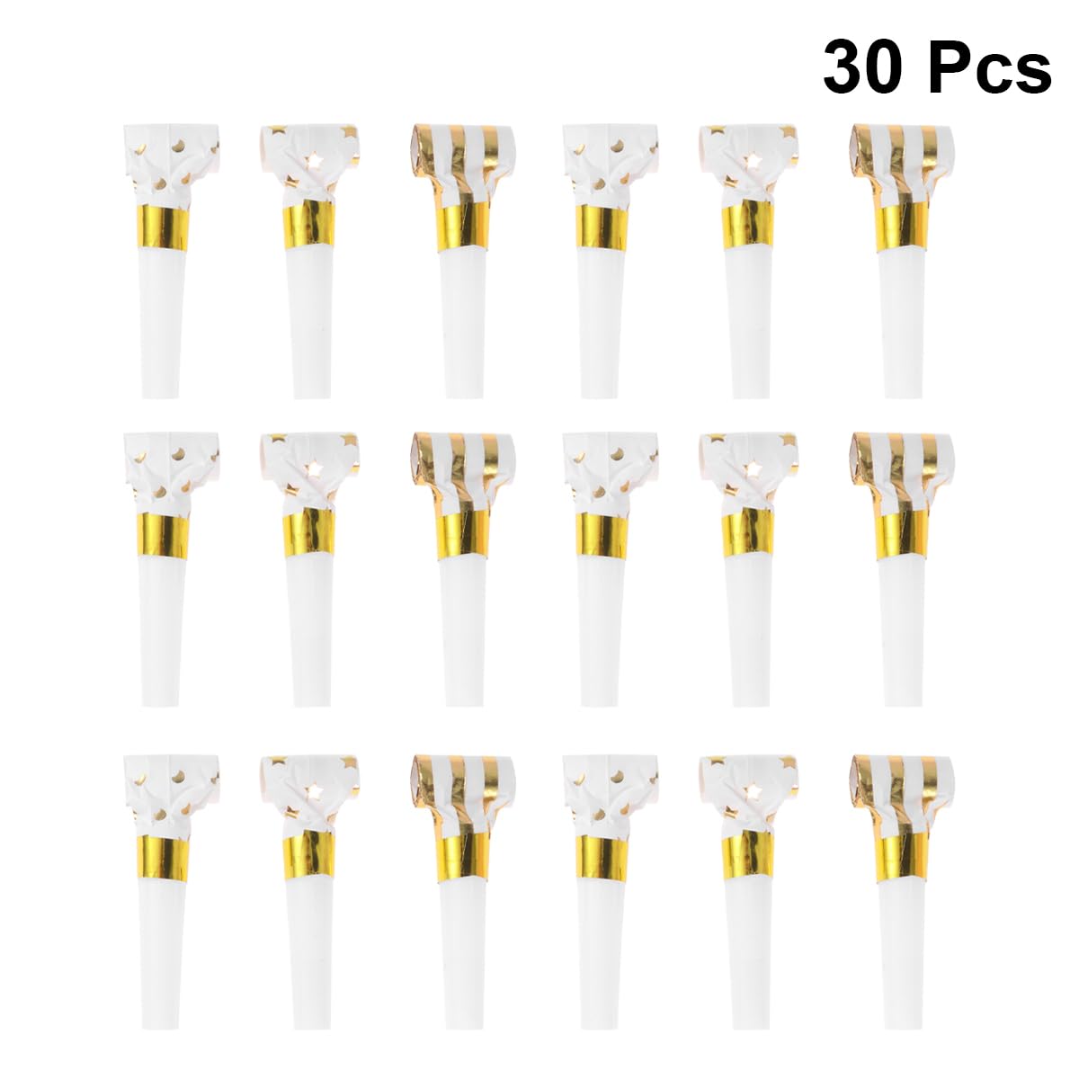 Toyvian 30PCS Musical Blow Outs Glitter Party Blowers Noisemaker Birthday Squawkers Noise Makers for Kids Birthday Holiday New Y