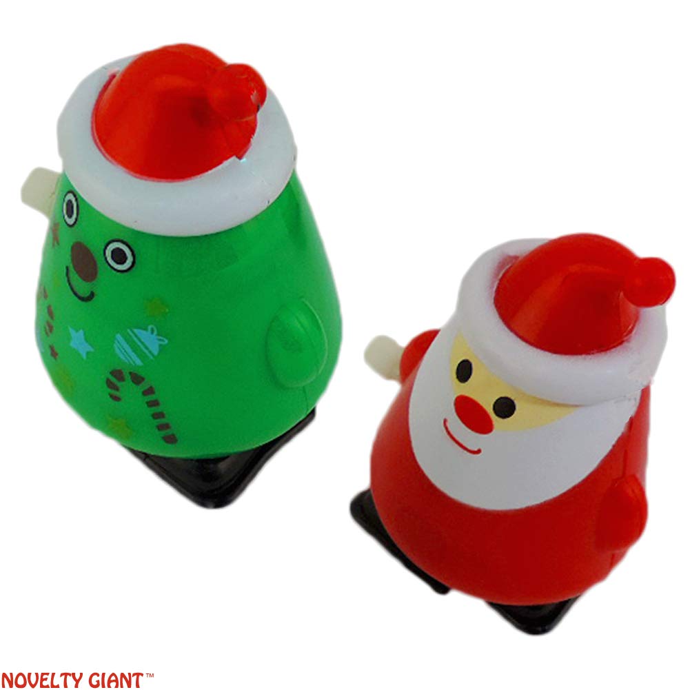 2 Pack Christmas Tree & Santa Wind Up Walking Novelty Gift Stocking Stuffer