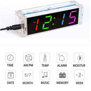 Gikfun Colorful Digital Led Electronic Alarm Clock Diy Kits Soldering Practice Learning Project Ek1973