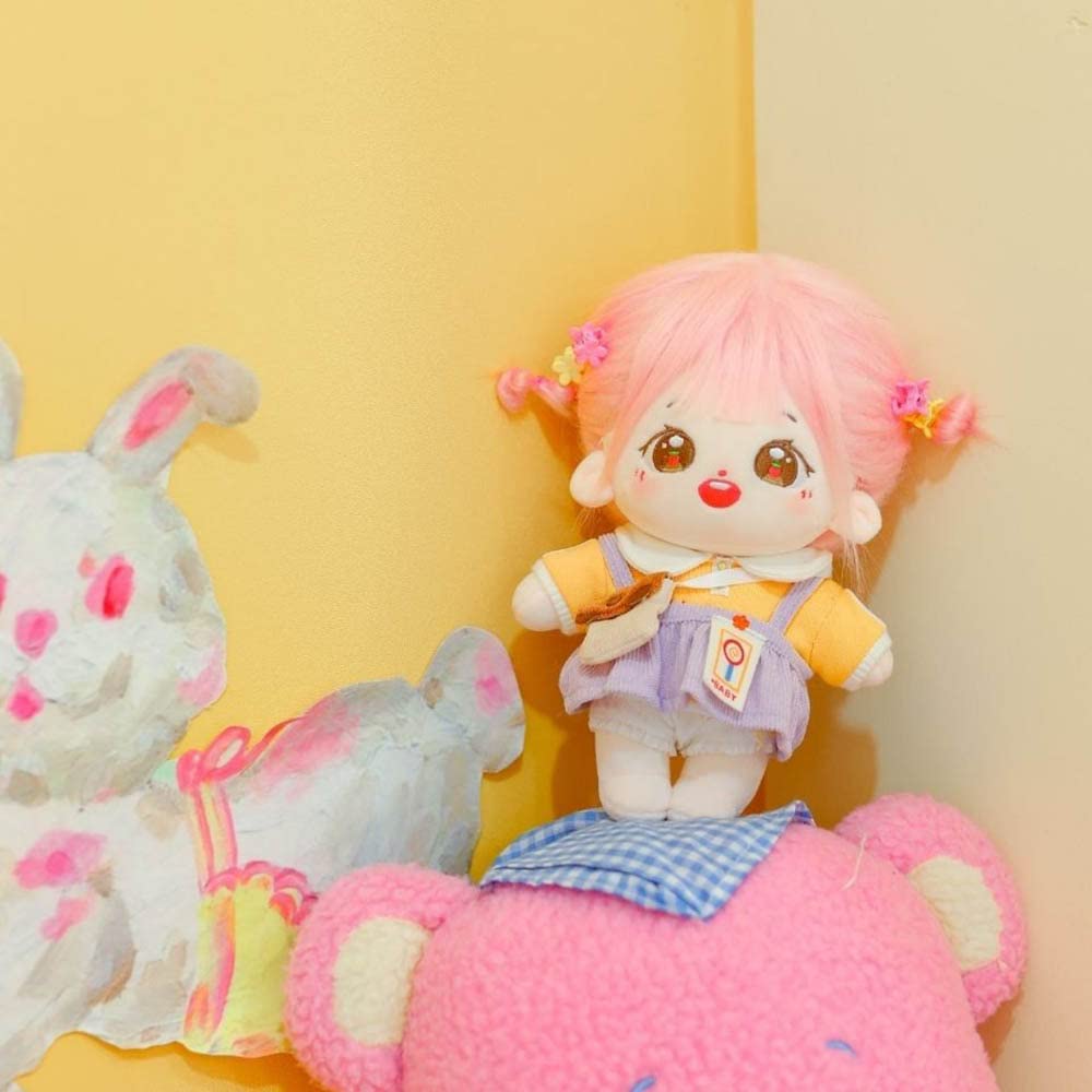 Niannyyhouse 20Cm Plush Doll Strawberry Eyes Girl Humanoid Stuffed Body No Attribute 8'' Normal Body Wearable Clothing Dress Up