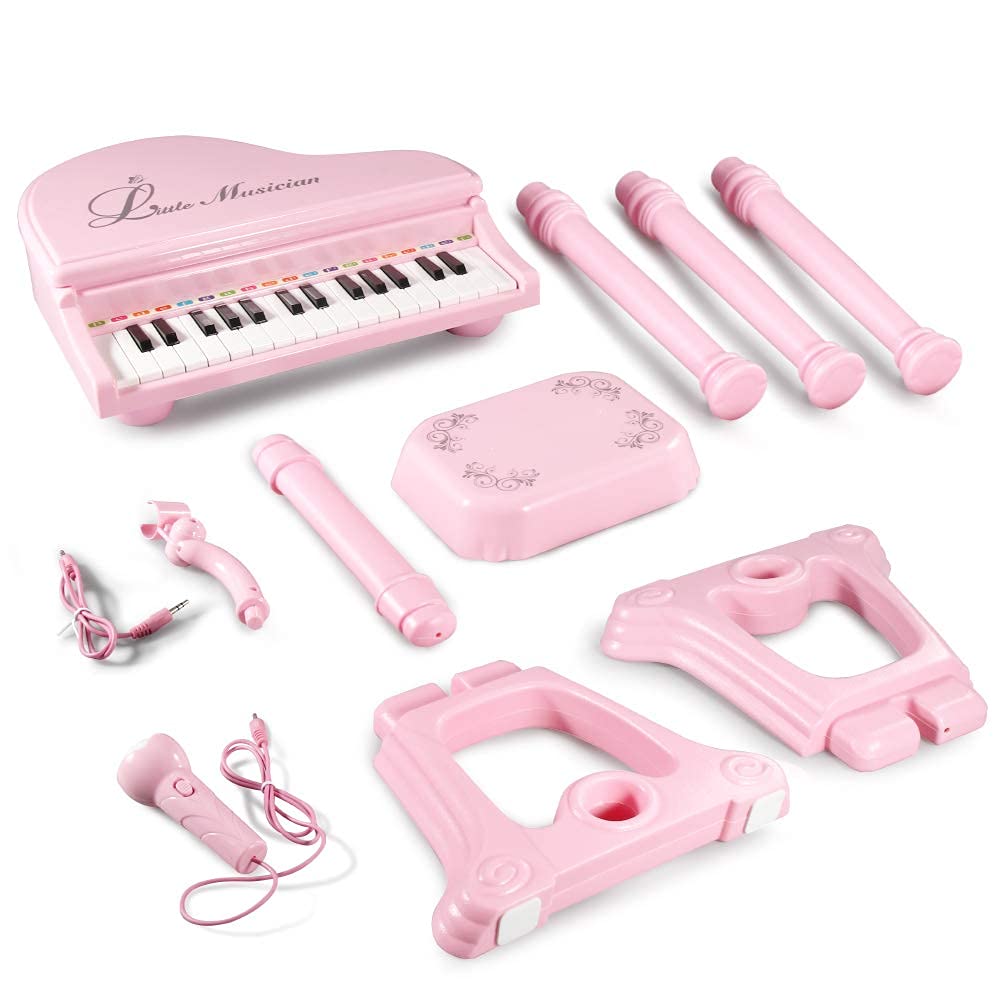 Love&Mini 31-Key Piano Toy Keyboard for Girls, Light Pink with Stool, Model 1505B&3232C, Perfect Birthday Gift for Ages 3+