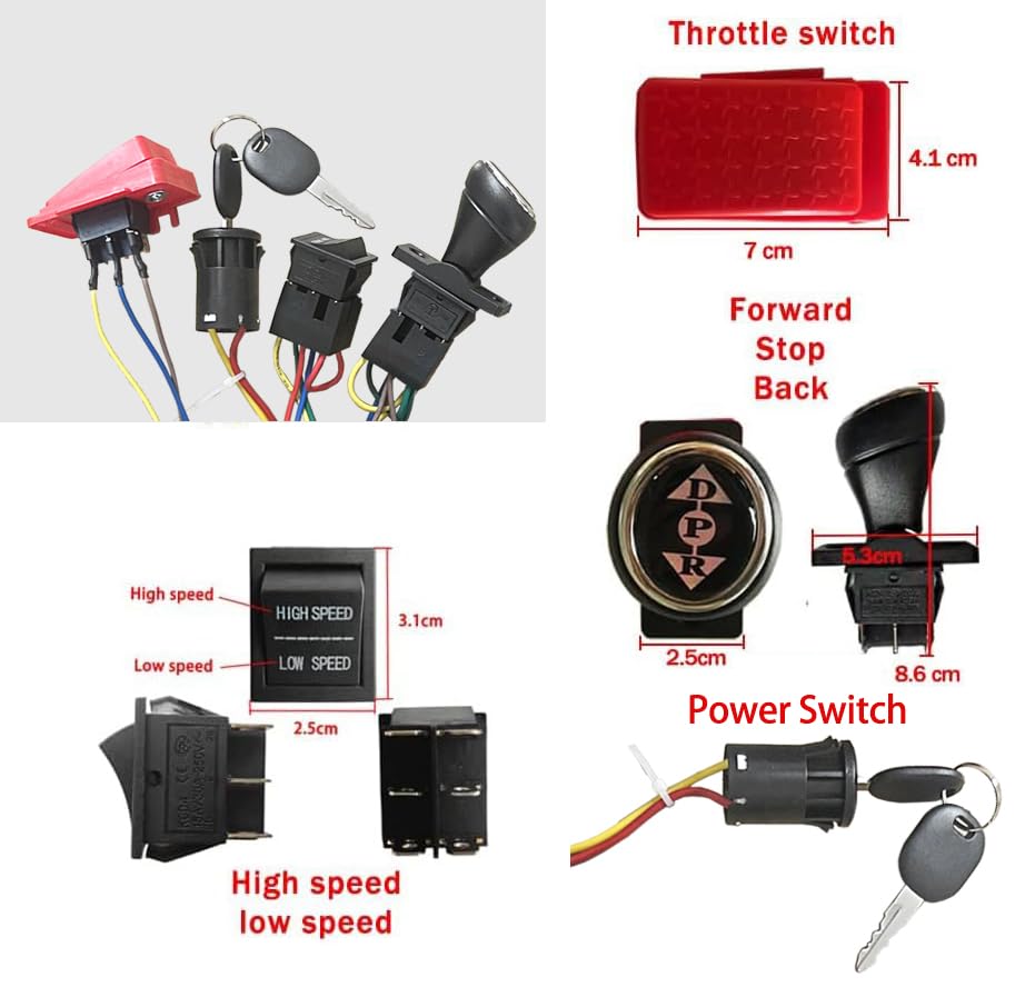 Jrrxm 6V 12V 18V 24V Diy Wires Harness Conversion Kit For Kid 'S Ride On Toys Electric Car,Set Of Wire Harness Switch Motor Gear