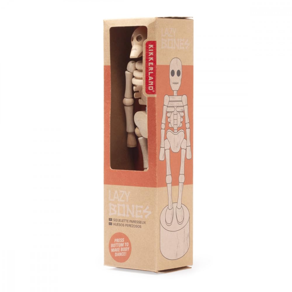 Kikkerland Skeleton Lazy Bones Sculpture, Tan