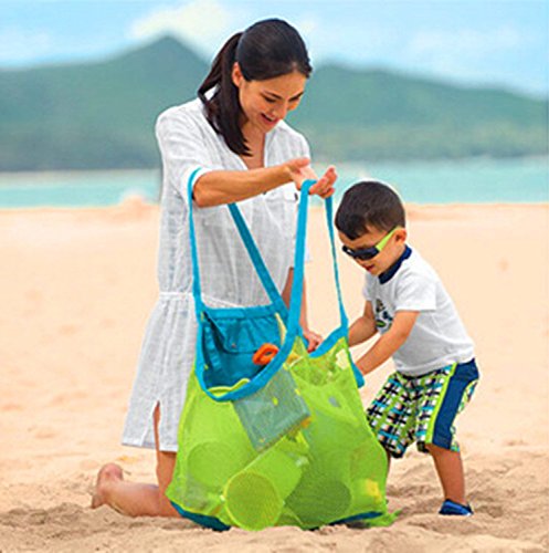 Exkokoro Ultra Large Mesh Beach Bag Tote, Beach Toys Organizer Storage Bags, Toys & Shell Bag Stay Away From Sand The Beach