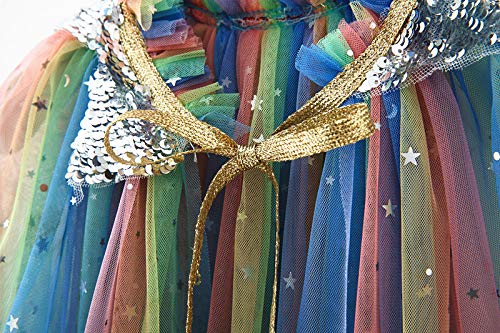Lovely Mermaid Girls Cape Cloak Princess Shining Halloween Christmas Dress Up Birthday (Rainbow)
