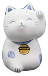Ebros Japanese Good Luck And Fortune Charm Beckoning Cat Maneki Neko With Baby Bib Miniature Ceramic Figurine 2.5' Tall Welcoming Lucky Cats Symbol (White Maneki Neko With Blue Ears)