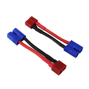 rflaueo 4pcs T-plug Style to EC3 Male Female RC Connector Adapter with 14awg 2inch Wire(E08-4)