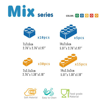 UNiPLAY 60-Piece Mix Soft Building Blocks - Educational Sensory Toy for Infant Cognitive Development, Multicolor for Toddlers