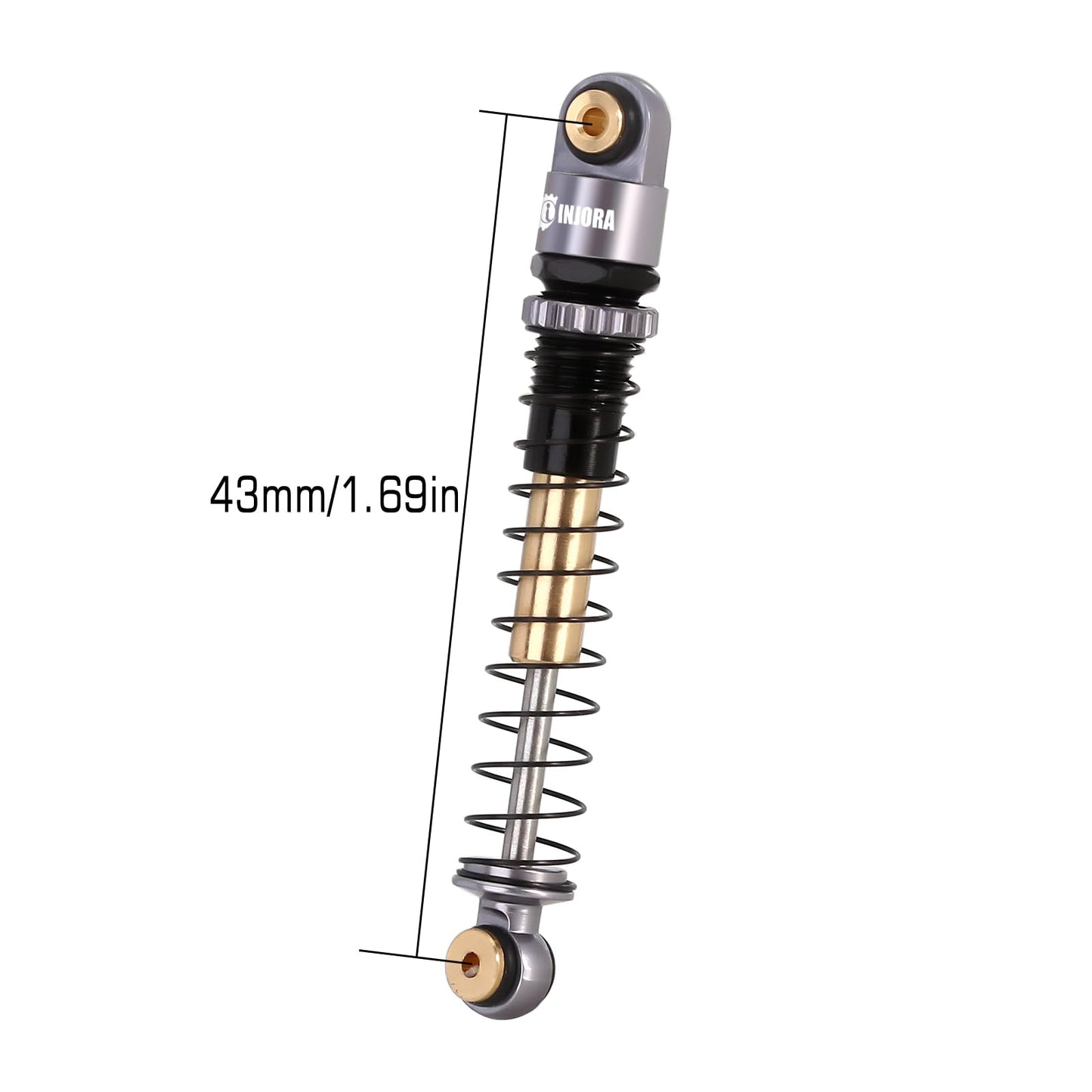 INJORA 43mm Aluminum Shocks Threaded Tele Shock Absorber Damper for 1/24 RC Crawler Car Axial SCX24 AXI90081 Deadbolt Micro Craw