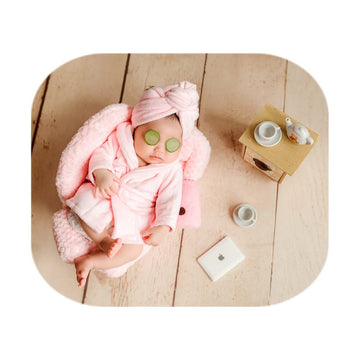 Vemonllas Fashion Cute Newborn Boy Girl Baby Costume Outfits Photography Props Bathrobe Belt Coat Sets (Pink)