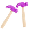 2 Pack Wooden Hammer Toys Simulation Hammers Maintenance Tools Educational Toys for Kids Birthday Party Games Supplies (Purple)