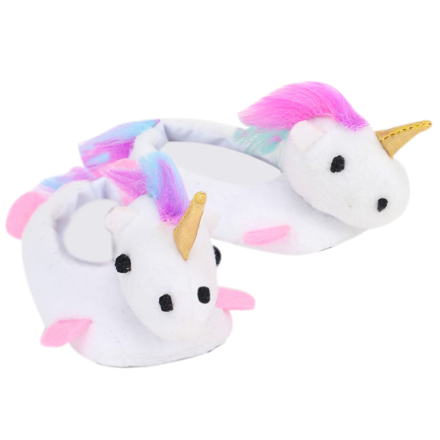 Sophia'S Unicorn Slippers With Rainbow Hair And Gold Horn For 18 Inch Dolls, White