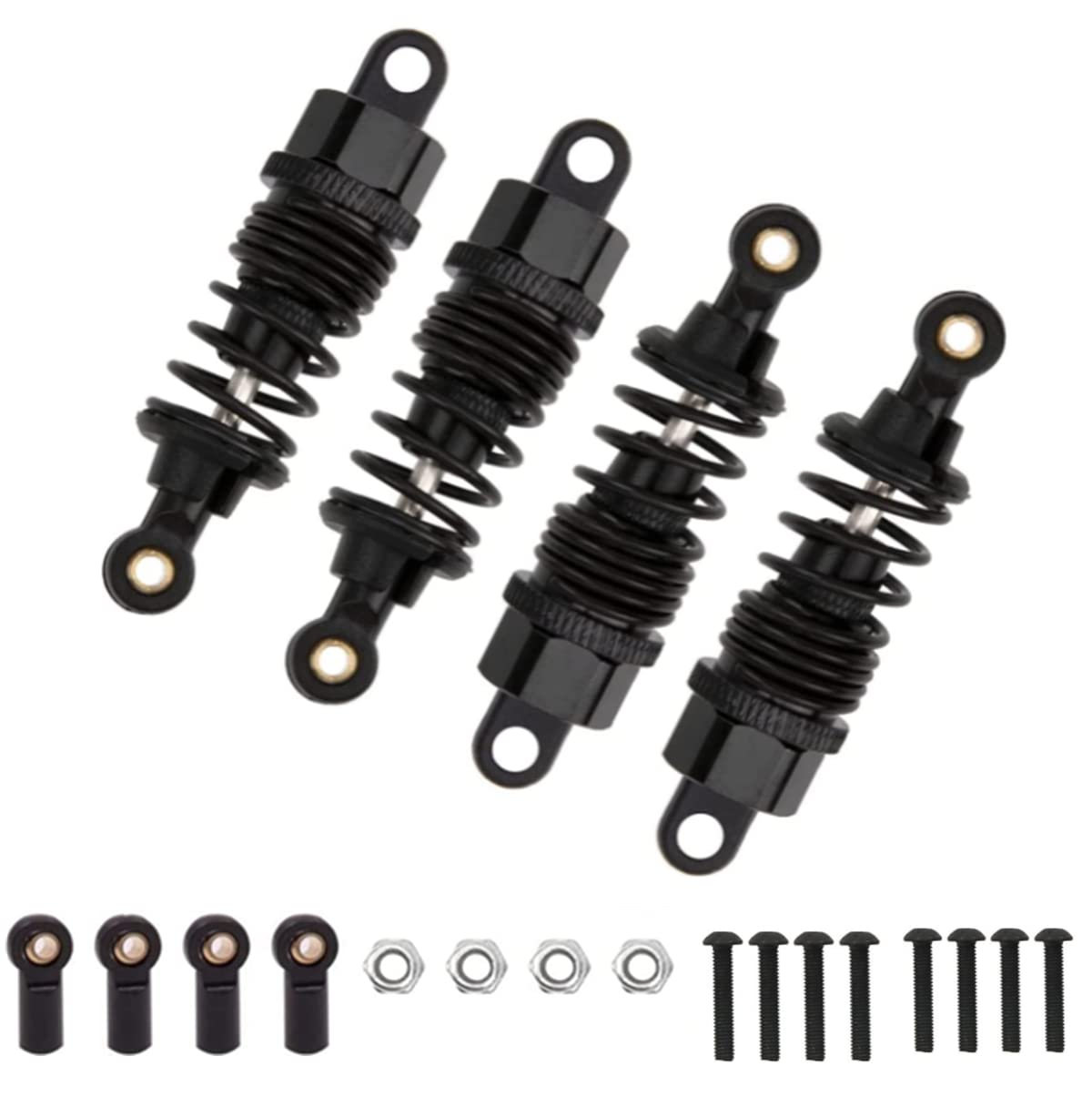 Aluminum Rc Shocks Absorbers Damper For Tamiya Tt01 Mf-01X 1/10 Rc Car Upgrades Parts 4 Pcs/Set(Black)