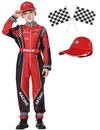 Treyrea Race Car Driver Costume Boys Racer Jumpsuit With Car Cap Kids Dress Up for Halloween (Red and Black M(for height 50 -53 ))