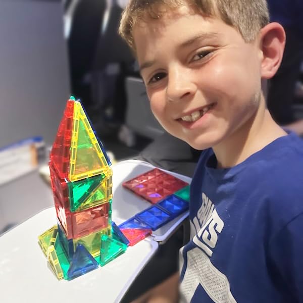 Createon Crayola Mini Magnetic Pip-Tiles, Bold Colors - Building Set For Kids, Magnetic Building Toys For Kids, Stem Travel Toys For Boys And Girls Ages 3+, 24-Piece Set (Bold)