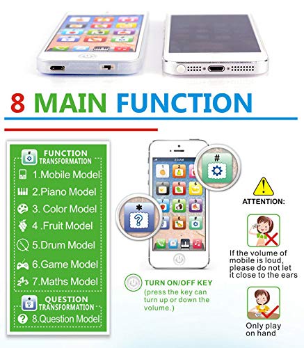 YOYOSTORE Phone Toy Play Mobile Cell Phone Music Learning for Child Toddle Baby Kid (White)
