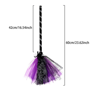 NSVJVY Kids Witch Broom, Halloween Broomstick, Photography Prop Toy, Cosplay Dress Up Costume Party Cute Witch Broom (Purple)