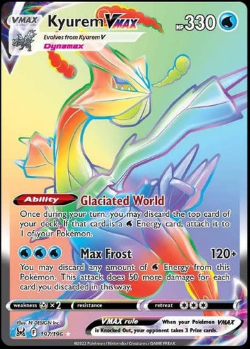 Pokemon - Kyurem Vmax 197/196 Lost Origin Secret Rainbow Rare Foil