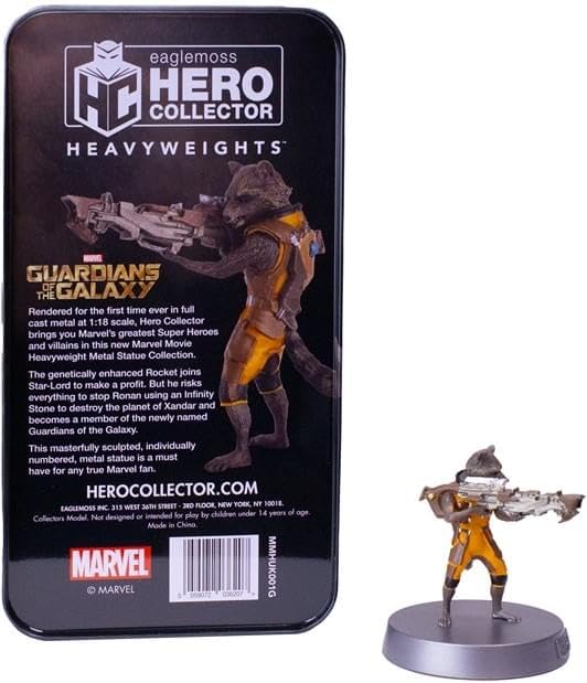 Hero Collector Eaglemoss Marvel Heavyweights 1:18 Metal Statue | Rocket Racoon, Yellow
