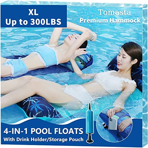Pool Hammock,Xl Hammock Floaties For Adults,Inflatable Lake Float Swimming Pool Lounger, Fabric Mesh Floating Heavy Duty Up To 3