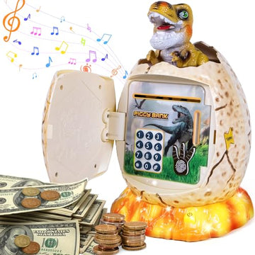 Refasy Kids Piggy Bank Money Bank Dinosaur Money Saving Box for Boys Girls Age 3-12 Password ATM Bank Electronic Coin Bank Kids