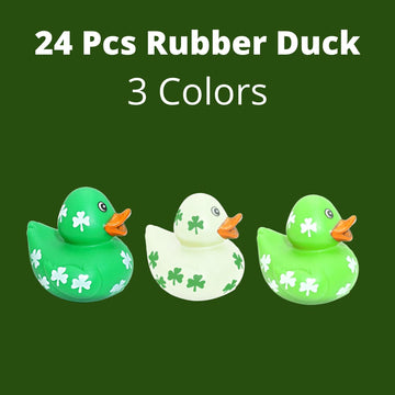 4E'S Novelty 24 Pack St Patricks Day Rubber Ducks - 2 Inch Shmrock Rubber Duckies Bulk - Saint Pattys Day Irish Gifts For Adults