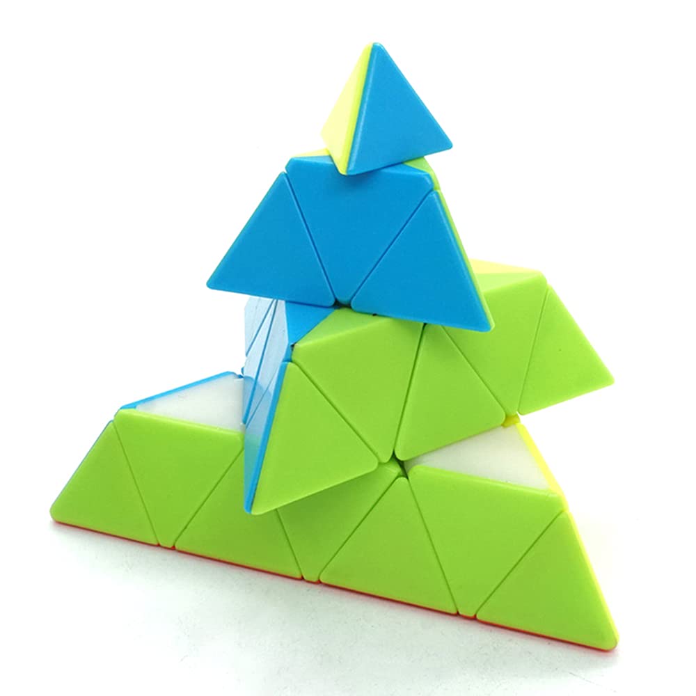 Yealvin 4X4 Pyraminx Cube 4X4X4 Pyramid Magic Speed Cube Stickerless Triangle Puzzle Cube Brain Teasers Puzzle Toys For Kids