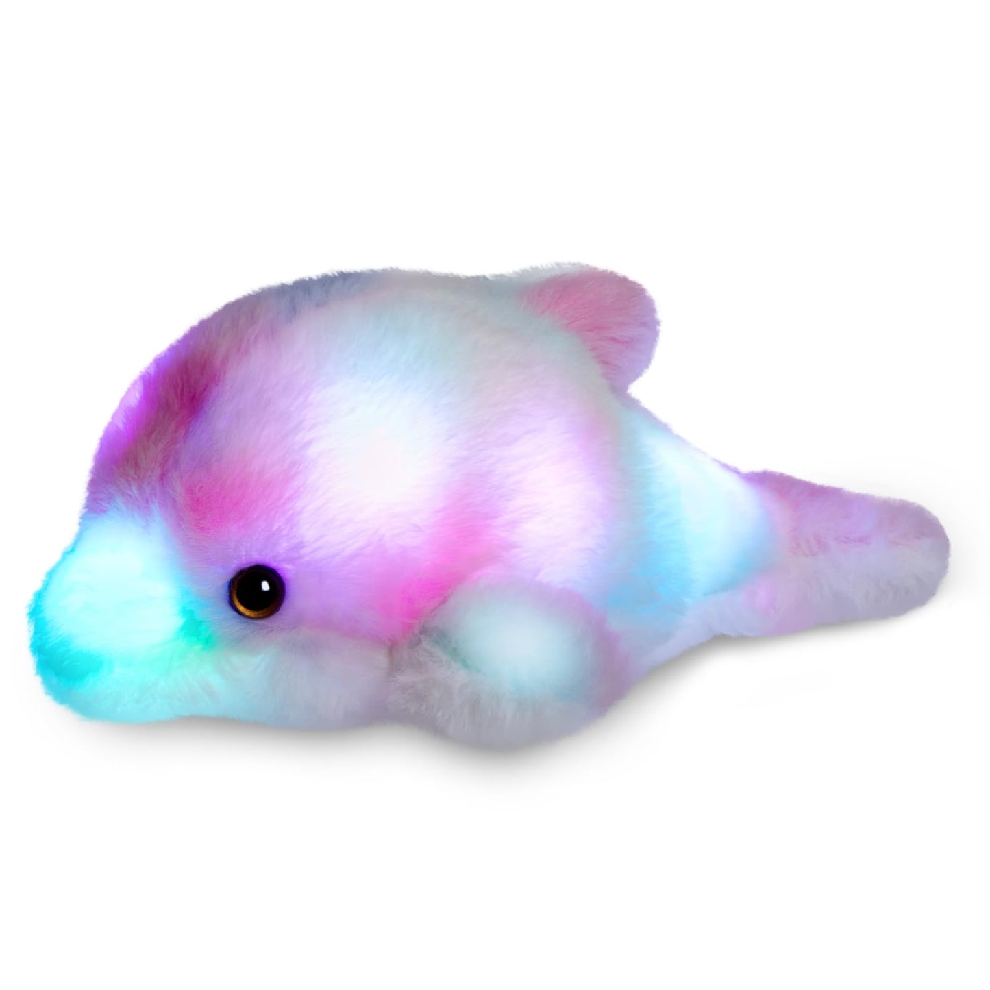 BSTAOFY 10 Light up Dolphin Stuffed Animal Night Light Colorful Glowing Dolphin Soft LED Plush Toys Gift for Kids on Christmas