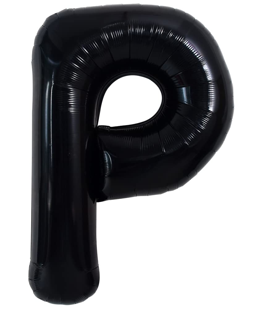 Toniful 40 Inch Large Black P Letter Balloons Jumbo Helium Balloons,Foil Mylar Big Alphabet Balloons For Birthday Party Annivers