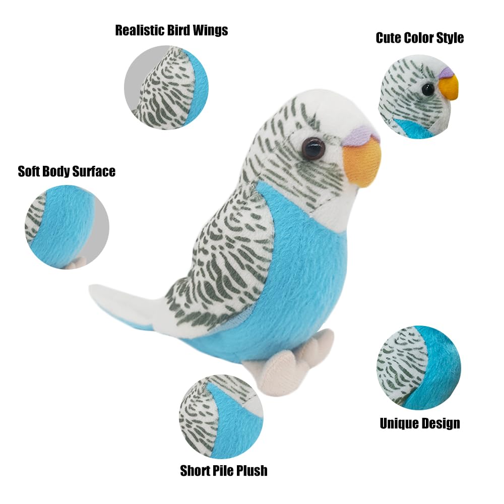 Wqy Groceryshop 1 Pcs Stuffed Parakeet Toy, 5.5 Inches, Budgerigar Plush Toy, Parakeet Soft Toy, Stuffed Bird For Kids, Blue