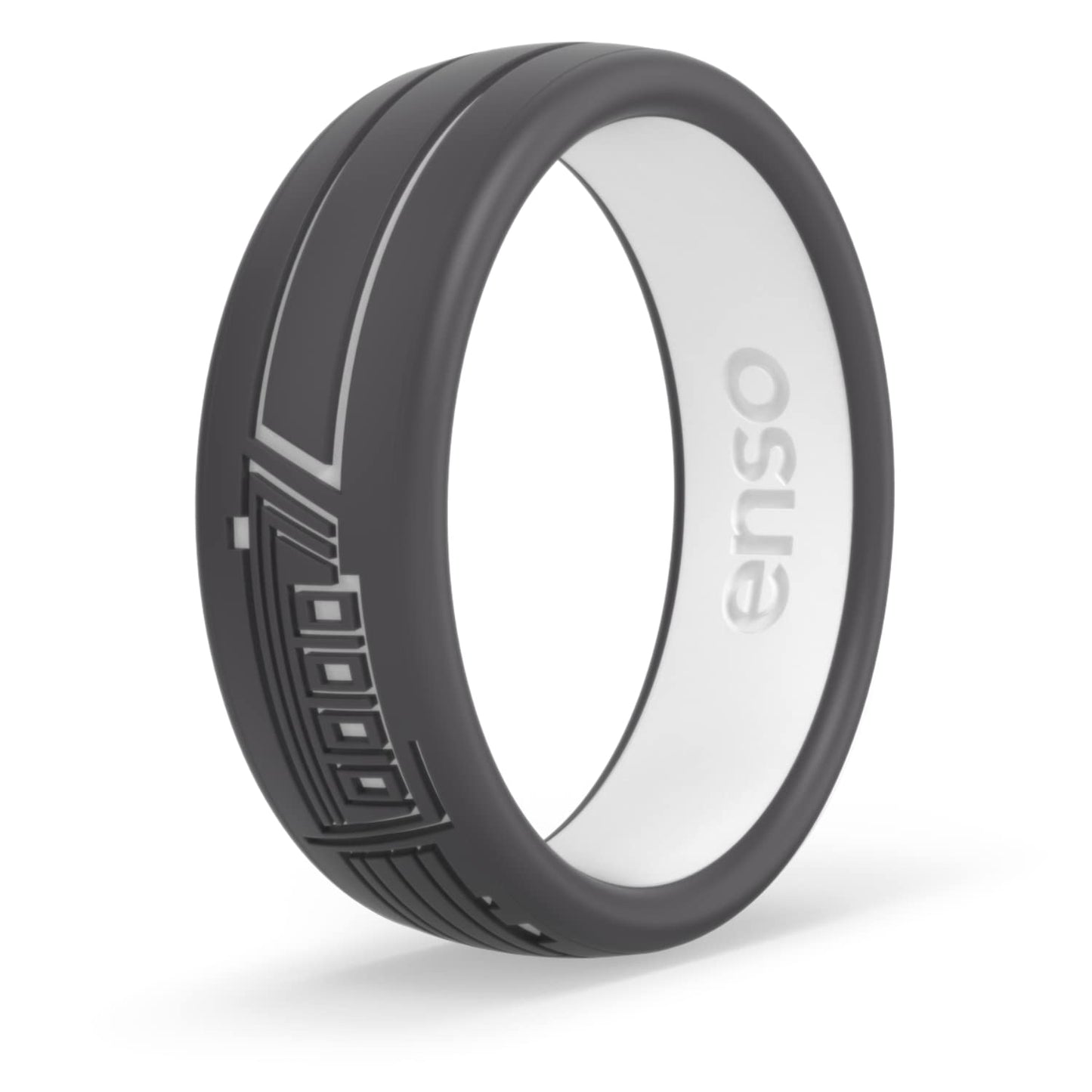 Enso Rings Star Wars Lightsaber Collection - Dualtone Silicone Ring - Etched Design - Dark Saber - Size 6