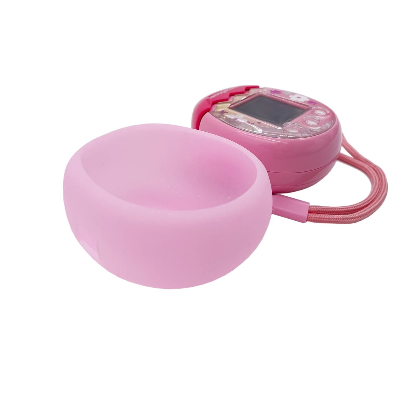 Xcivi Silicone Cover And Lanyard For Tamagotchi Pix Virtual Interactive Pet Game Machine, Silicone Shell Compatible With New Tamagotchi Pix (Pink)