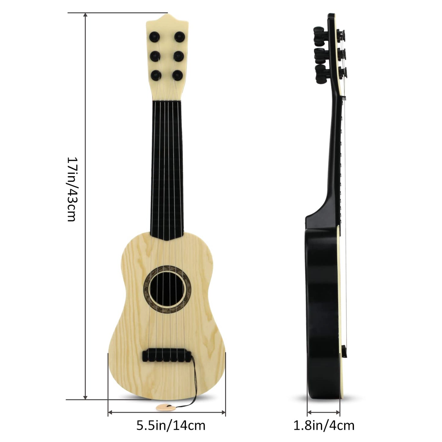 Kids Toy Guitar 6 String,17 Inch Guitar Baby Kids Cute Guitar Rhyme Developmental Musical Instrument Educational Toy For Toddlers